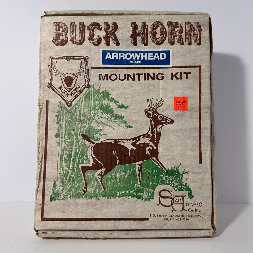 Vintage Buck Horn Arrowhead Shaped Mounting Kit by San Angelo New in Box